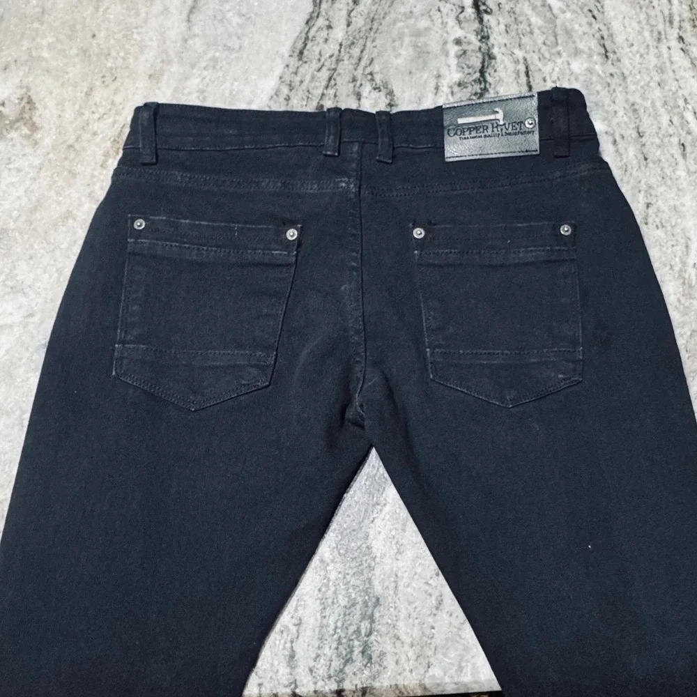 Copper Rivet Jeans Mens 32x32 Distressed Ripped Denim Black Streetwear Biker Y2K